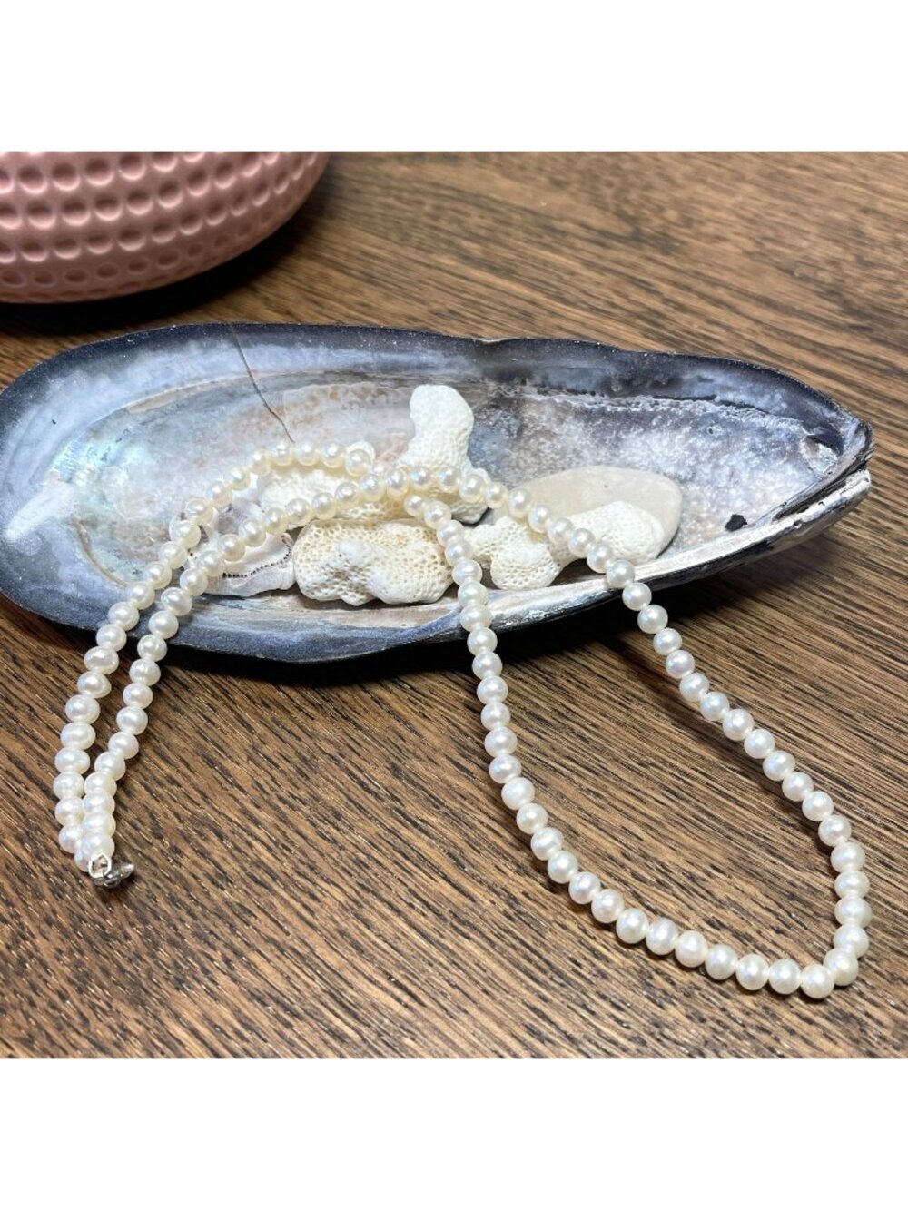 Genuine Freshwater Pearl Necklace With Sterling Silver Clasp Identical Round 7mm